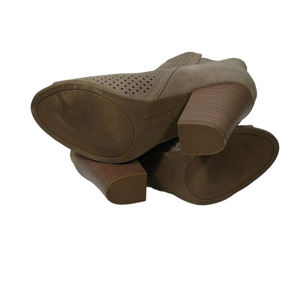 Brash Open Toe Booties Cut Out Block Heel Women Size 8.5 Tan Brown Zipper - Picture 8 of 9